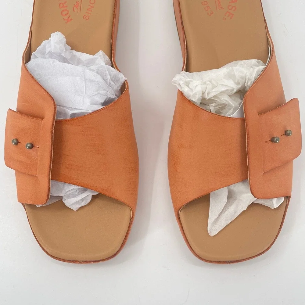 Kork-Ease Womens Mesa Slide Sandals 7M Orange Leather Wedge KE0023508 Studs - Picture 5 of 14